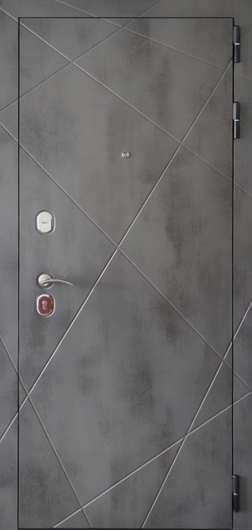 Металлическая дверь с серой панелью МДФ «бетон» Металлическая дверь с серой панелью МДФ «бетон»