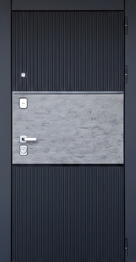 Квартирная дверь с отделкой МДФ антрацит со вставкой ПВХ Квартирная дверь с отделкой МДФ антрацит со вставкой ПВХ